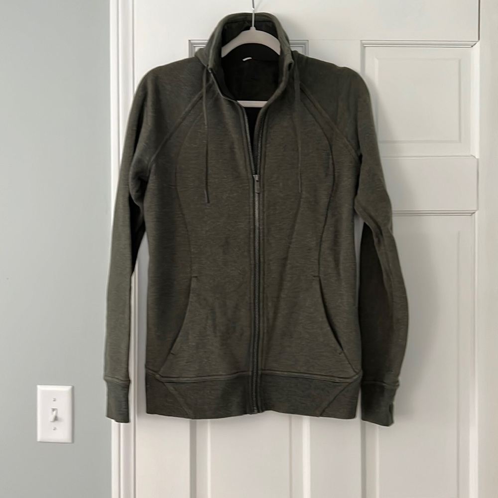 Lululemon scuba Full Zip, Olive, size 8